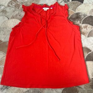 Boden Knit Tank Ruffle Tie Front Coral Red Size 8